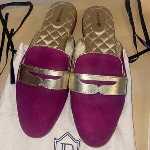 Birdies Magenta and Gold Slip-On Mules